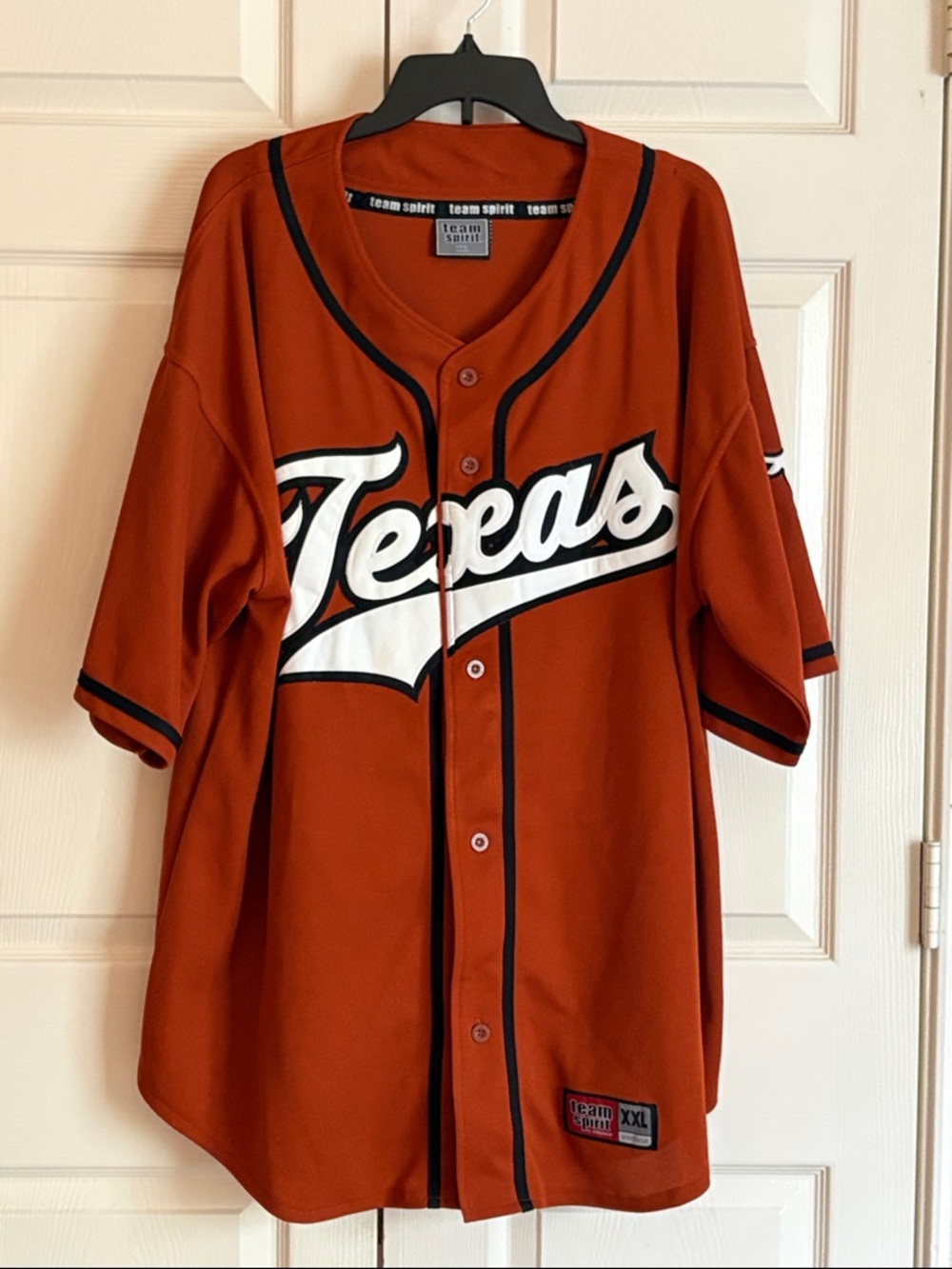 Texas Script Button-Up Jersey by Team Spirit - Rust/Black/White - XXL
